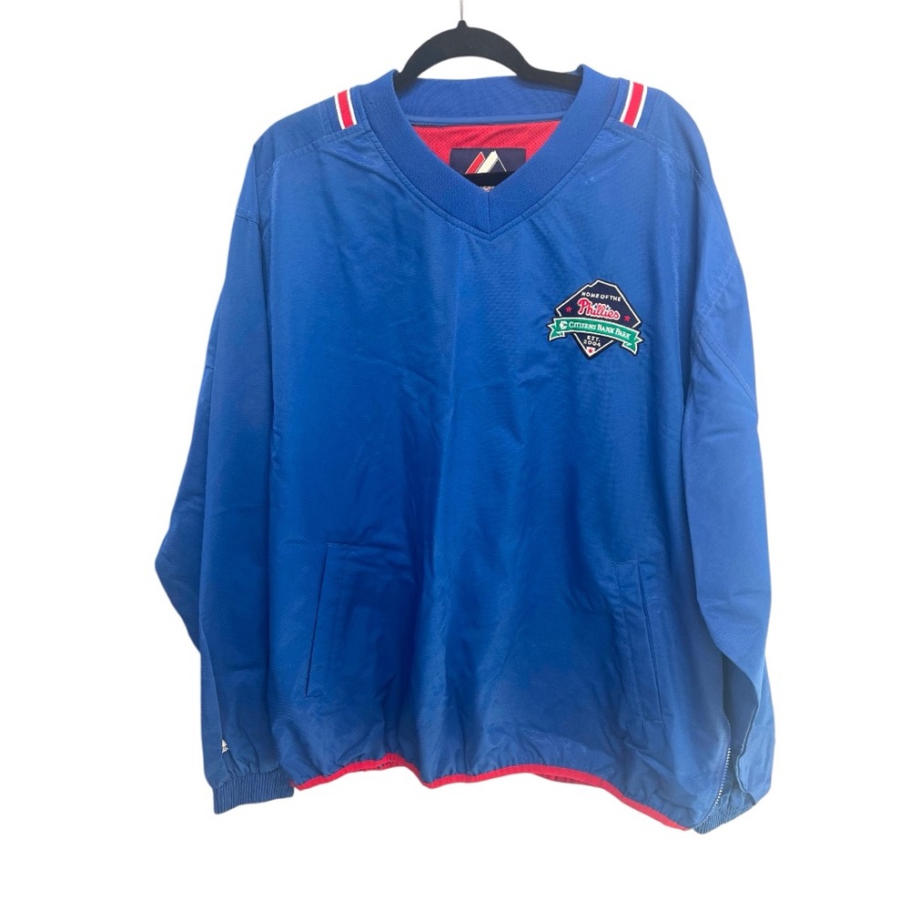 Philadelphia Phillies Blue Windbreaker MLB Majestic Pullover Jacket